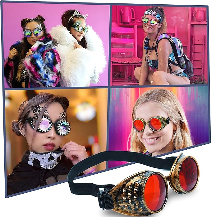 Prism Vision Steampunk Goggles and Kaleidoscope Glasses
