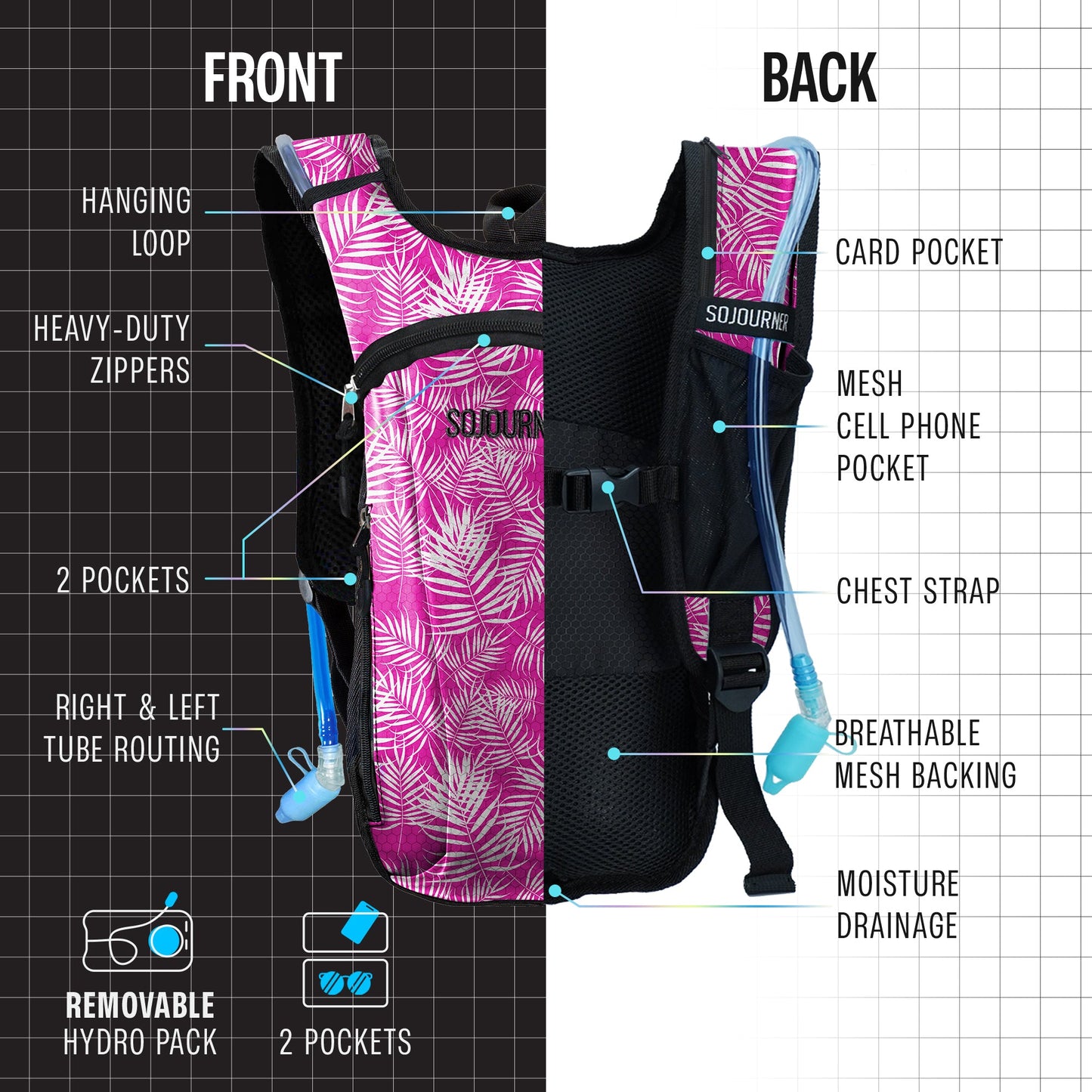 Hype Hydro Reflective Rave Hydration Pack (Small)