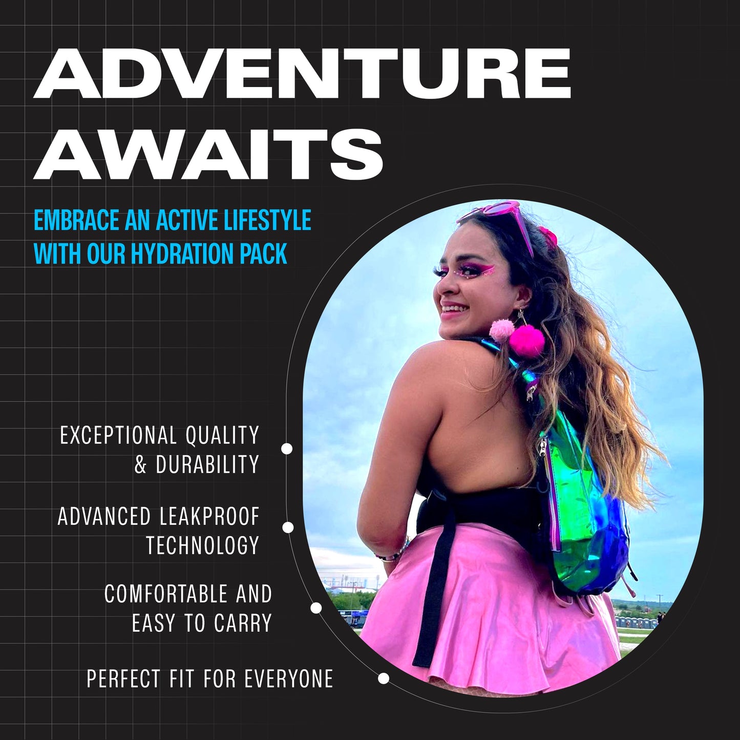 Hype Hydro Reflective Rave Hydration Pack (Small)