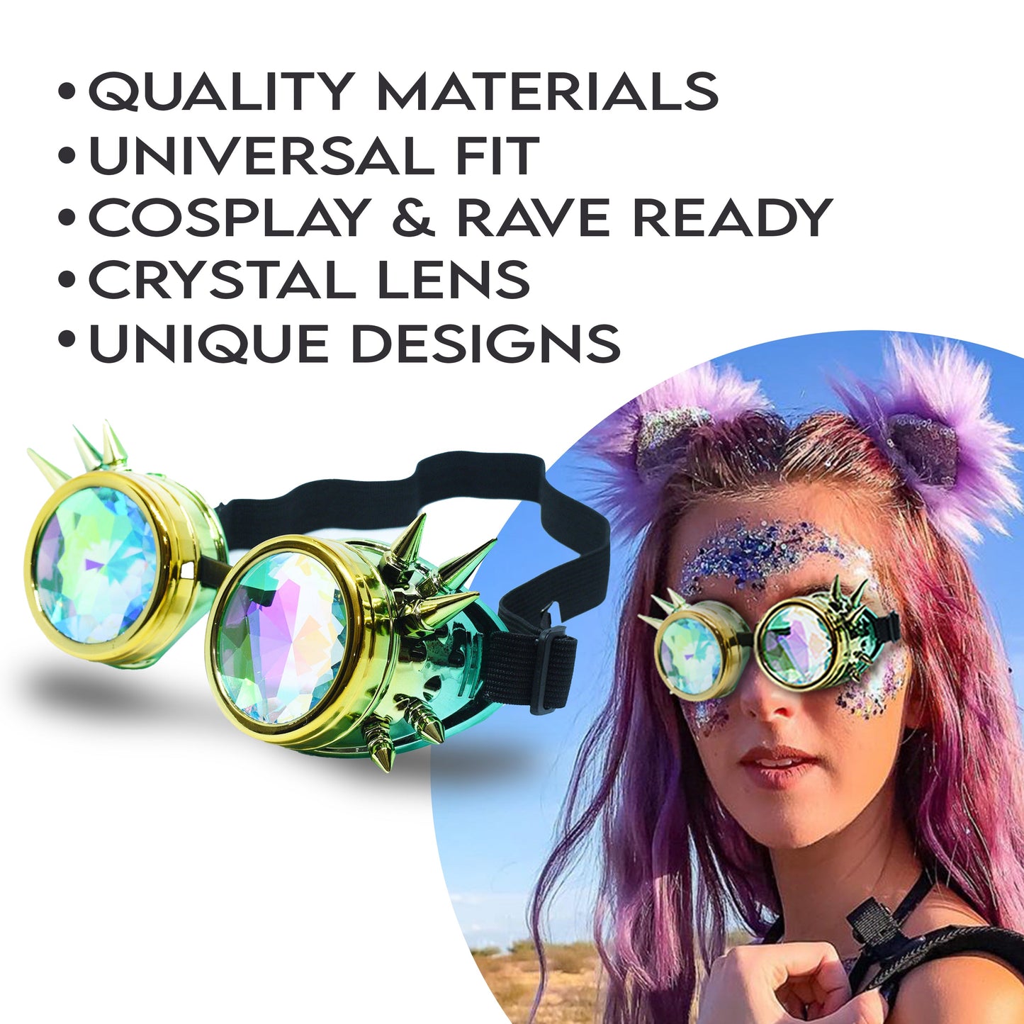 Prism Vision Steampunk Goggles and Kaleidoscope Glasses