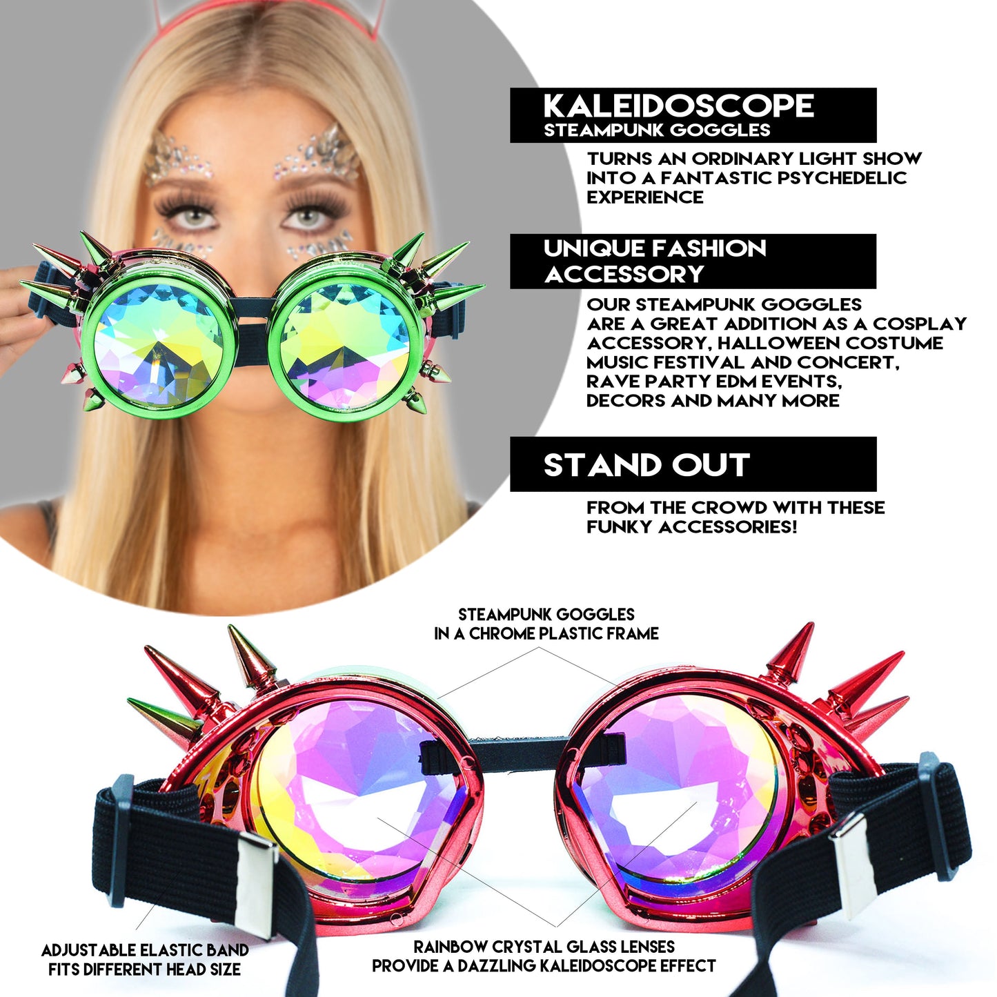 Prism Vision Steampunk Goggles and Kaleidoscope Glasses