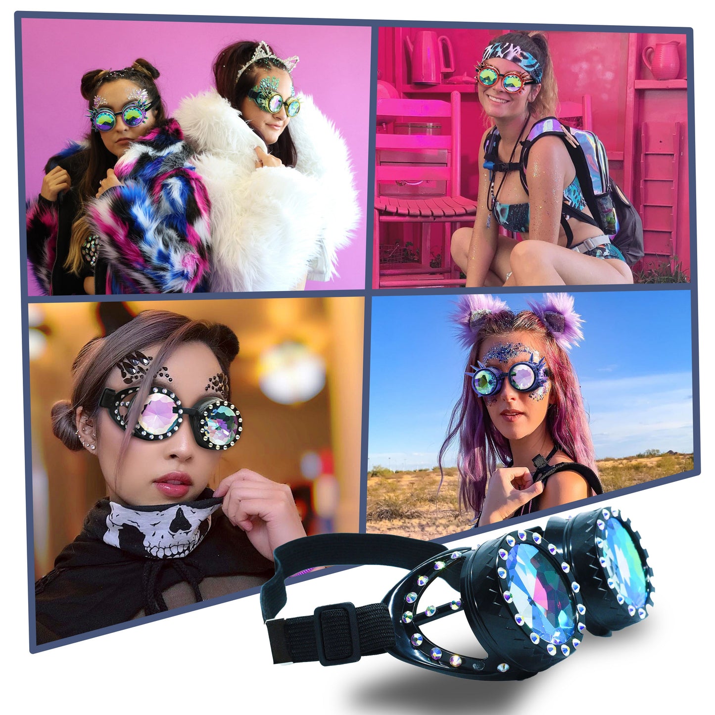 Prism Vision Steampunk Goggles and Kaleidoscope Glasses