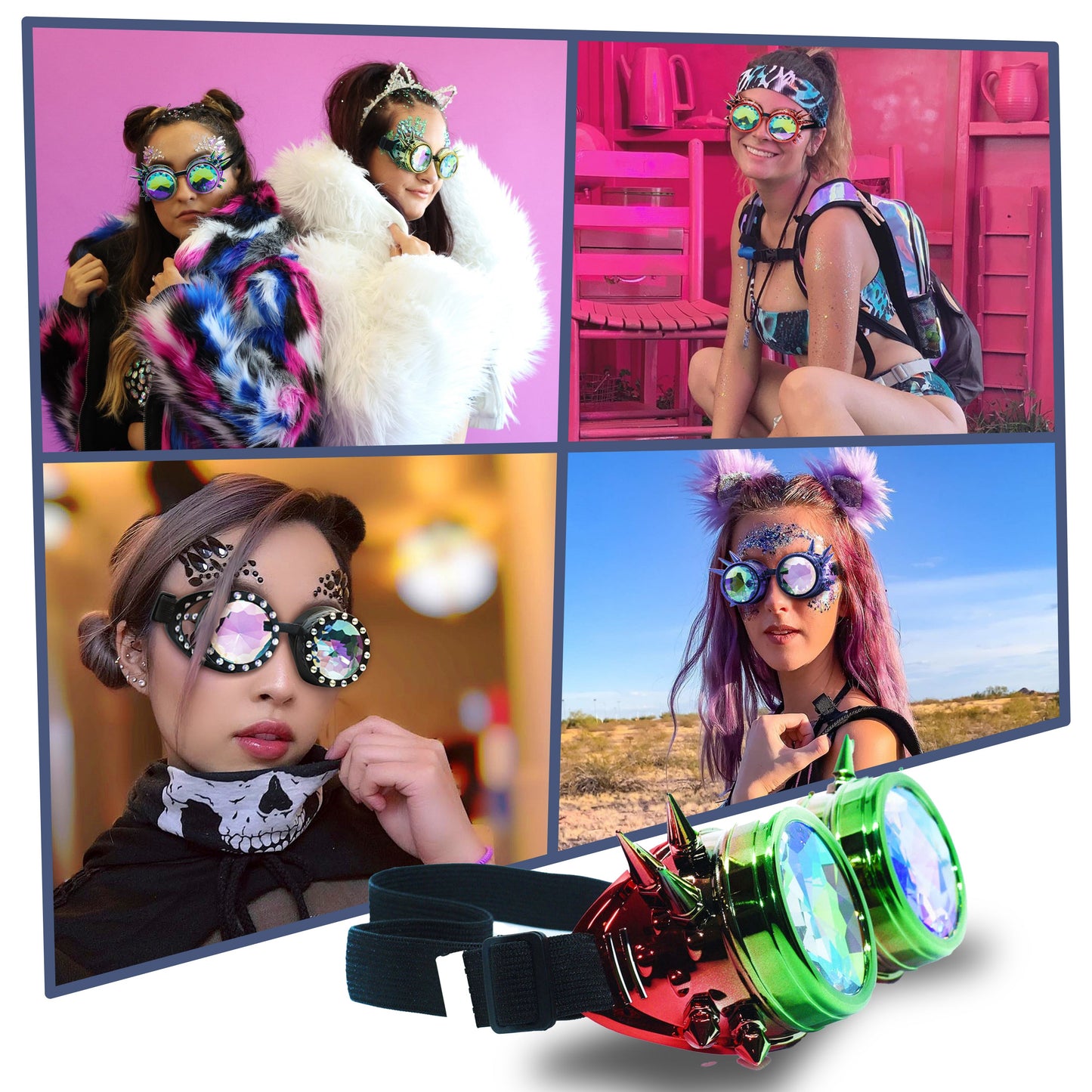 Prism Vision Steampunk Goggles and Kaleidoscope Glasses