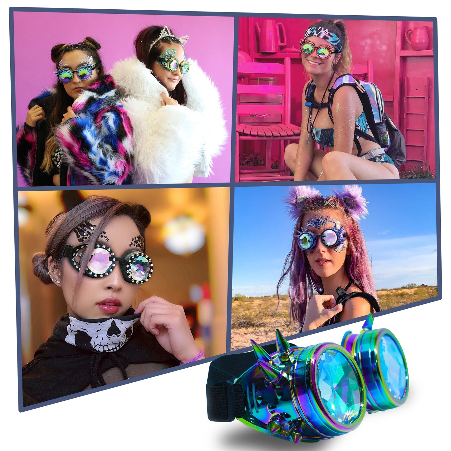 Prism Vision Steampunk Goggles and Kaleidoscope Glasses