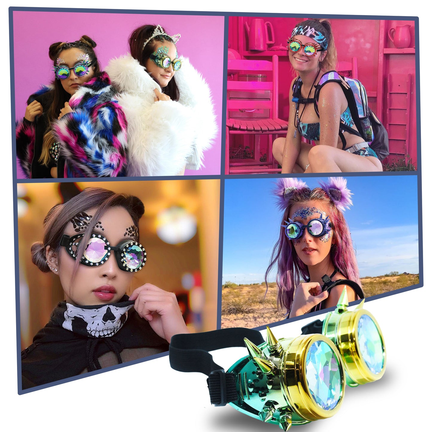 Prism Vision Steampunk Goggles and Kaleidoscope Glasses