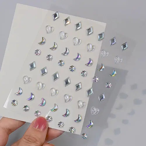Stargirl Sparkle Gems assorted shapes, including stars, hearts, and diamonds for festival glam.