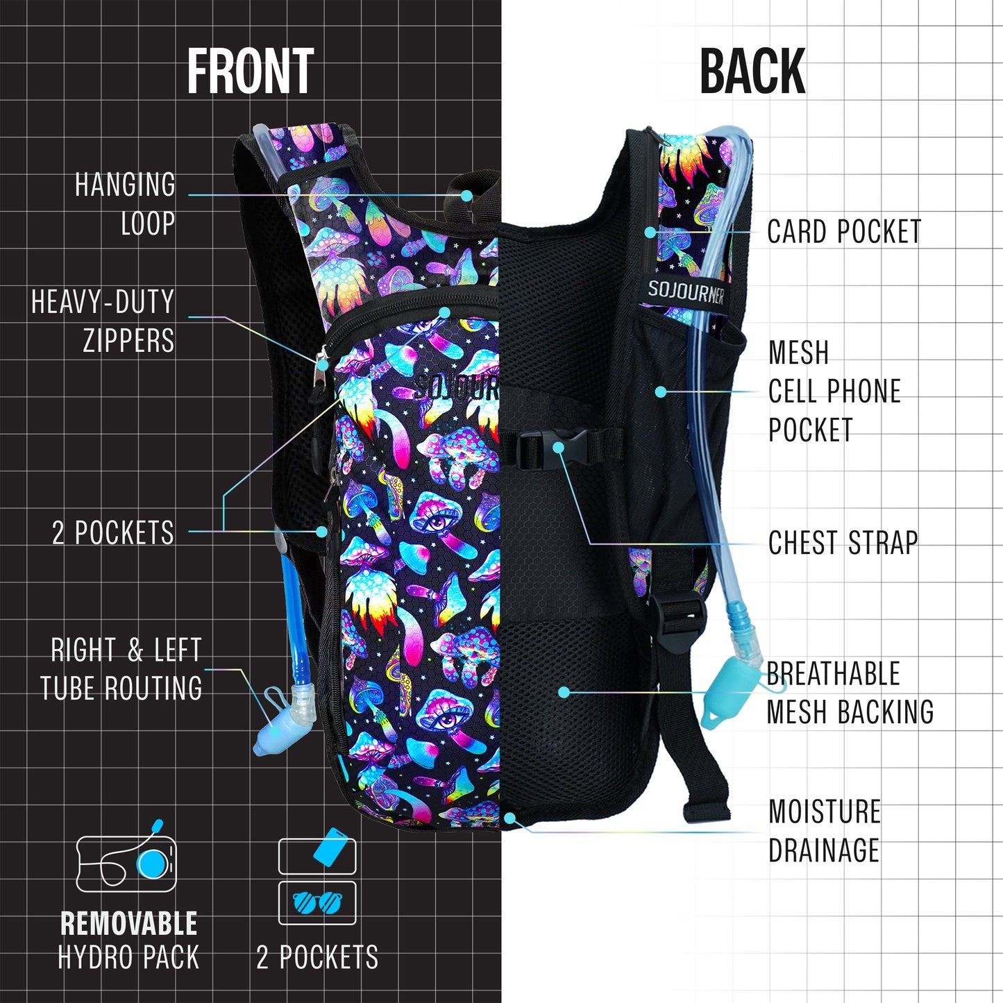 Hype Hydro Reflective Rave Hydration Pack (Small)