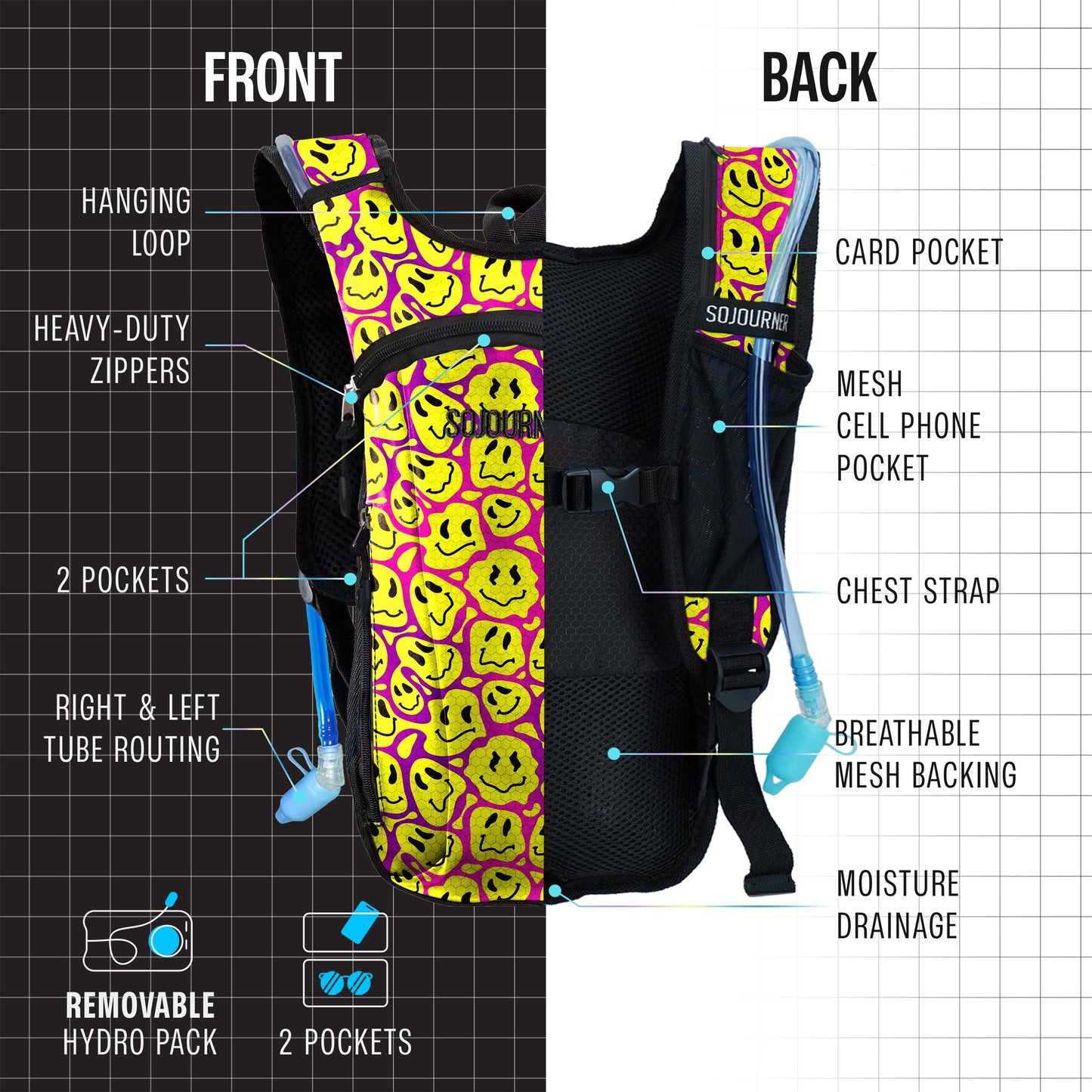 Hype Hydro Reflective Rave Hydration Pack (Small)