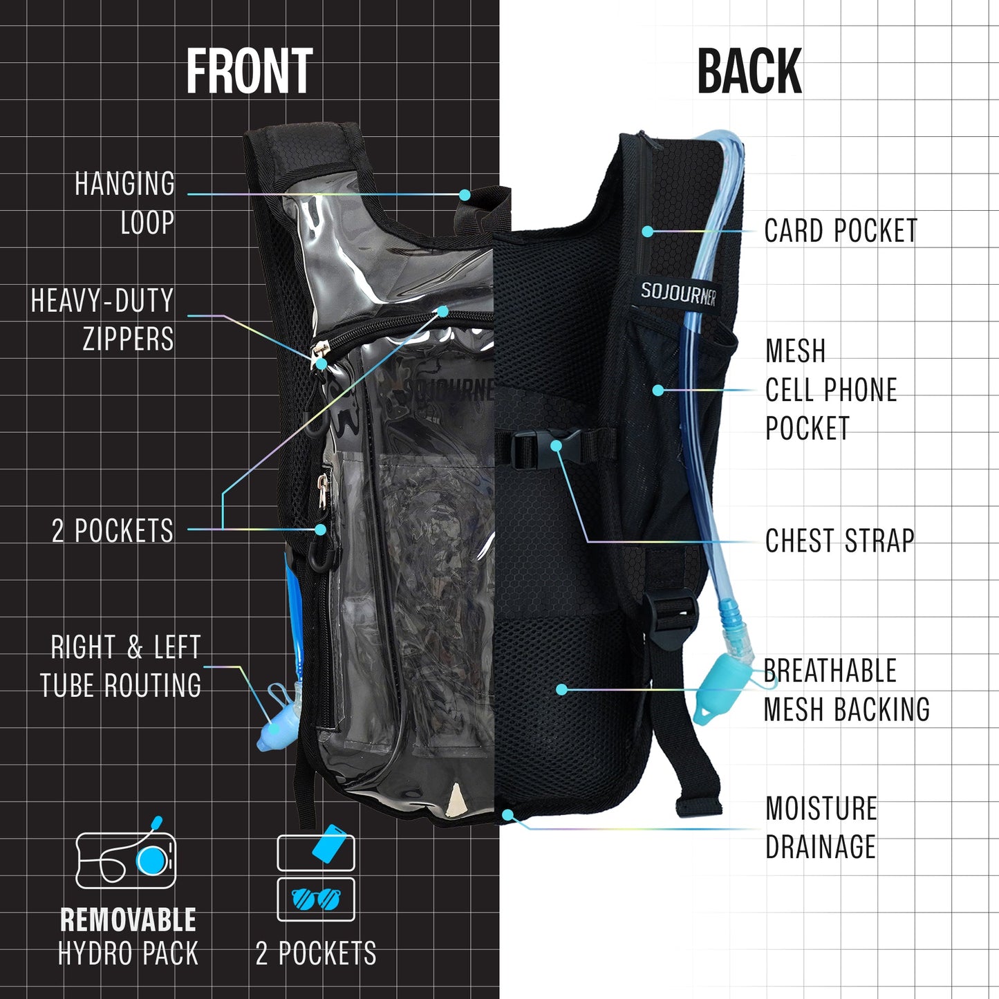 Hype Hydro Reflective Rave Hydration Pack (Small)