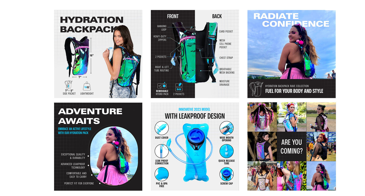 Hype Hydro Reflective Rave Hydration Pack (Small)