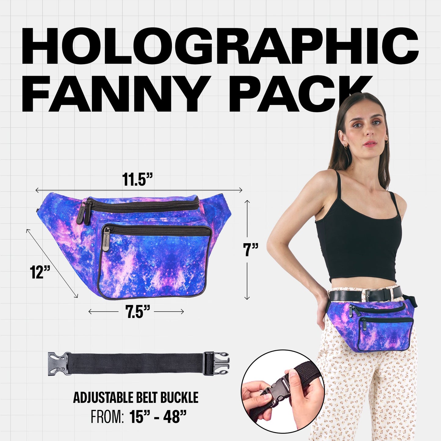 RaveWave Holographic Fanny Pack (3 Pocket)