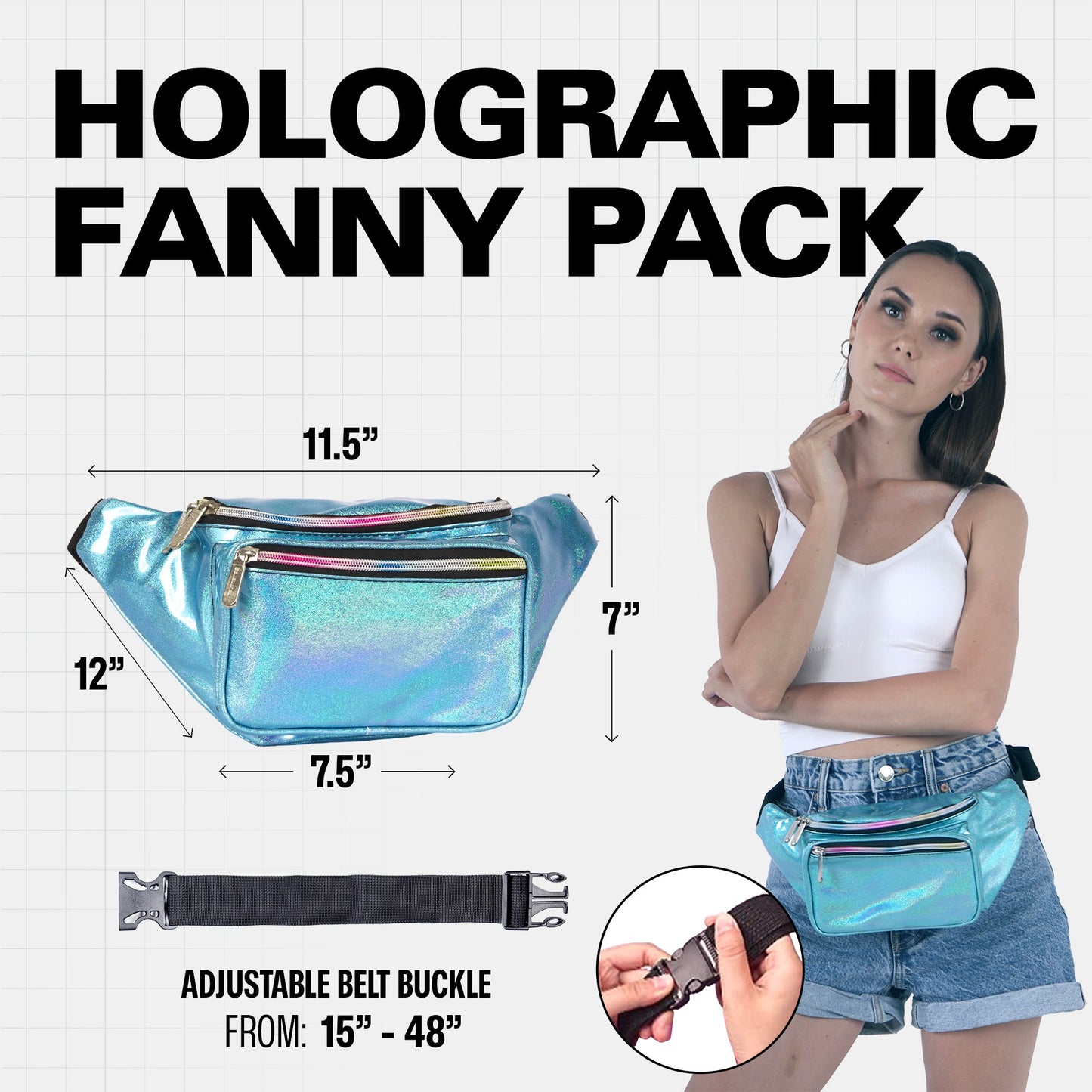 RaveWave Holographic Fanny Pack (3 Pocket)