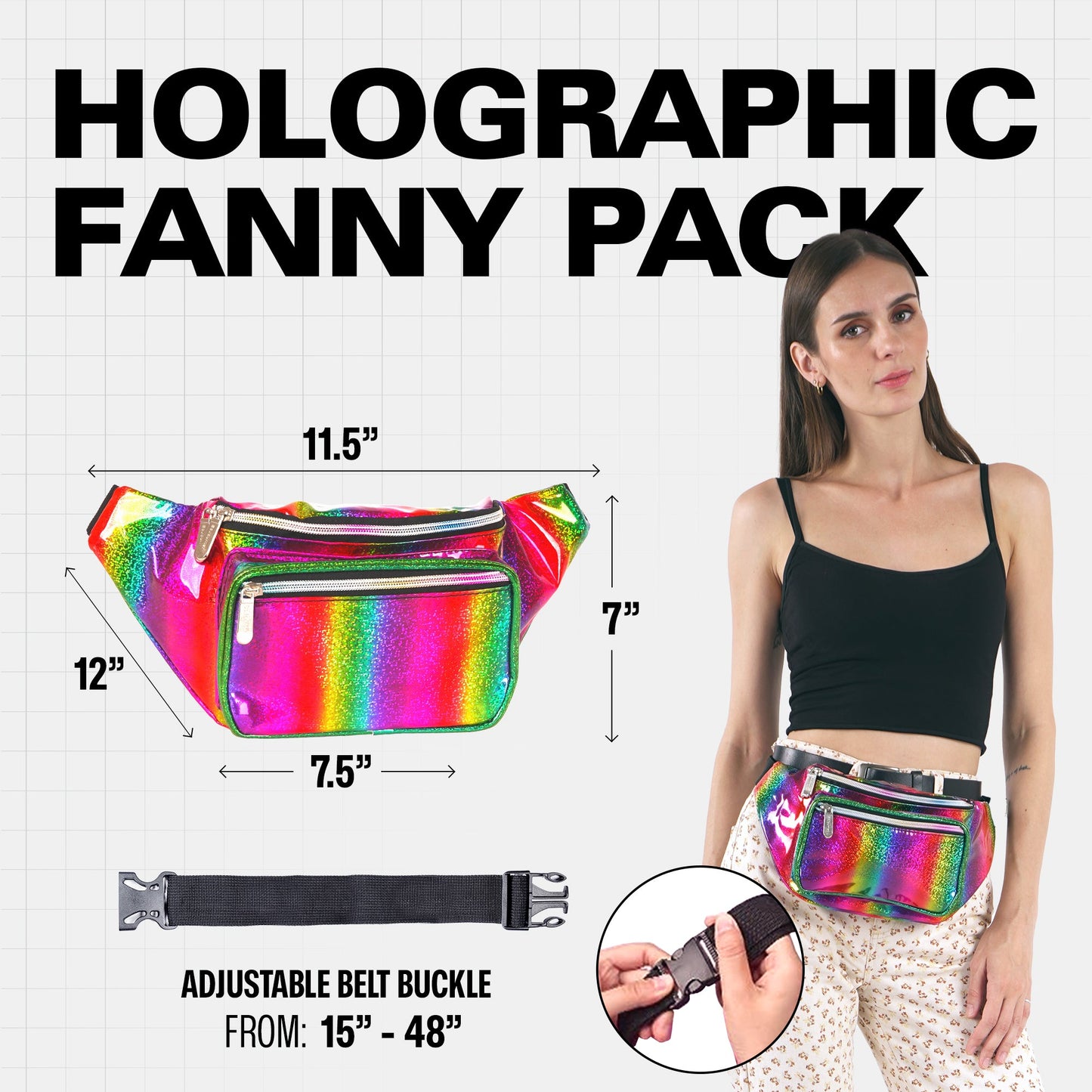 RaveWave Holographic Fanny Pack (3 Pocket)
