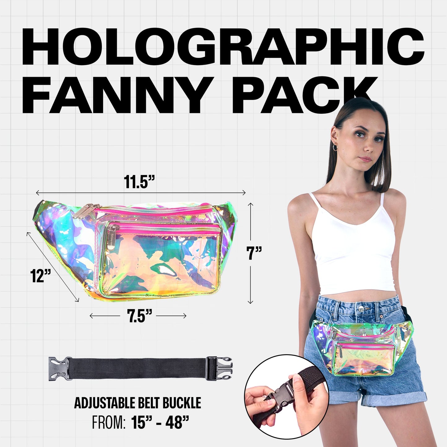 RaveWave Holographic Fanny Pack (3 Pocket)