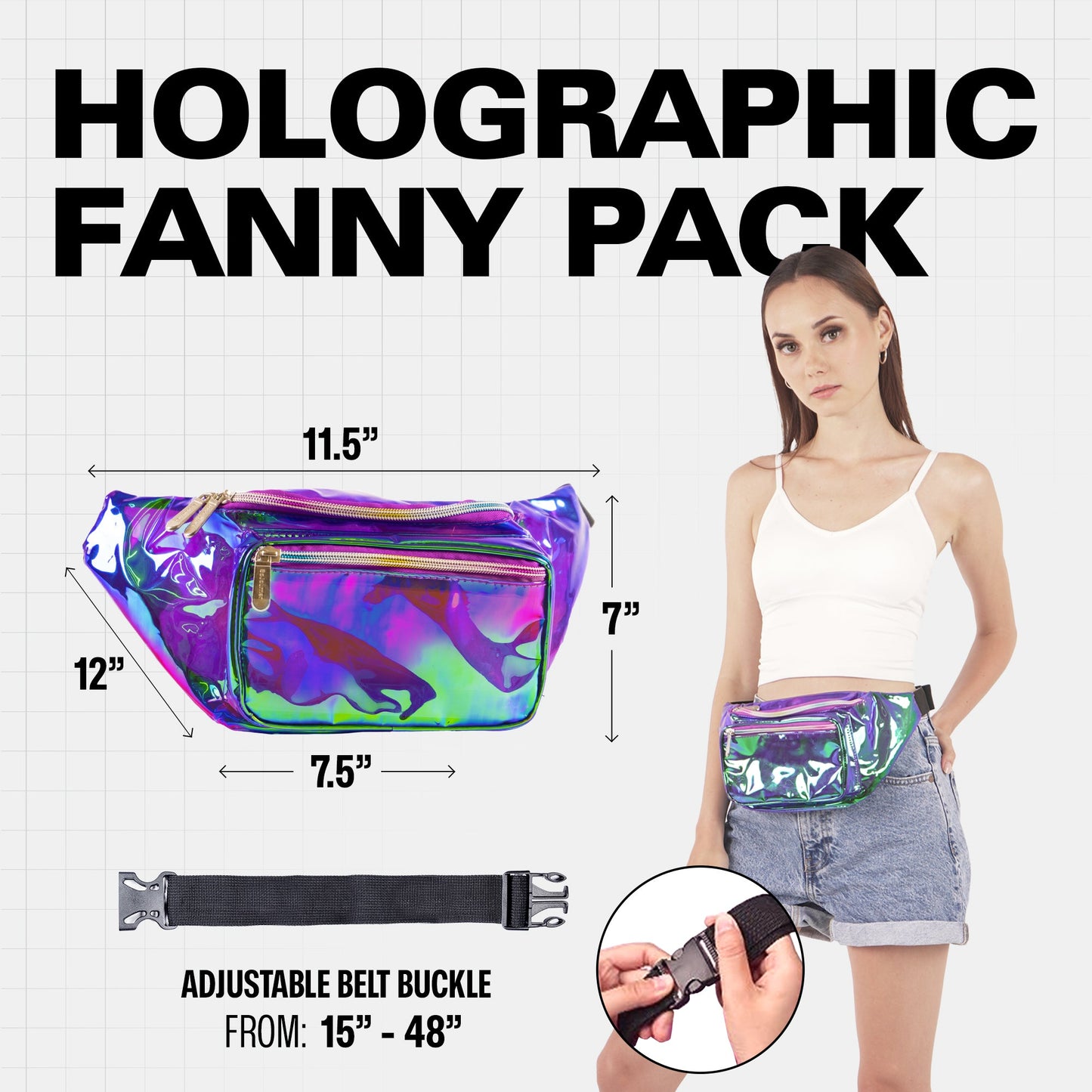 RaveWave Holographic Fanny Pack (3 Pocket)