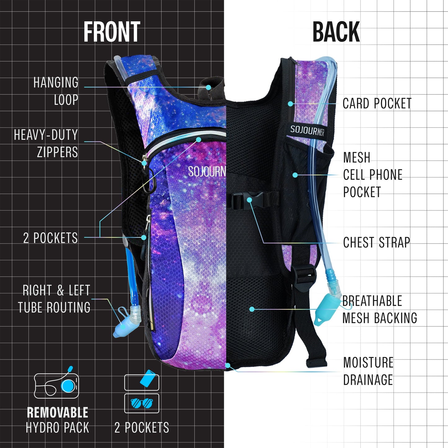 Hype Hydro Reflective Rave Hydration Pack (Small)