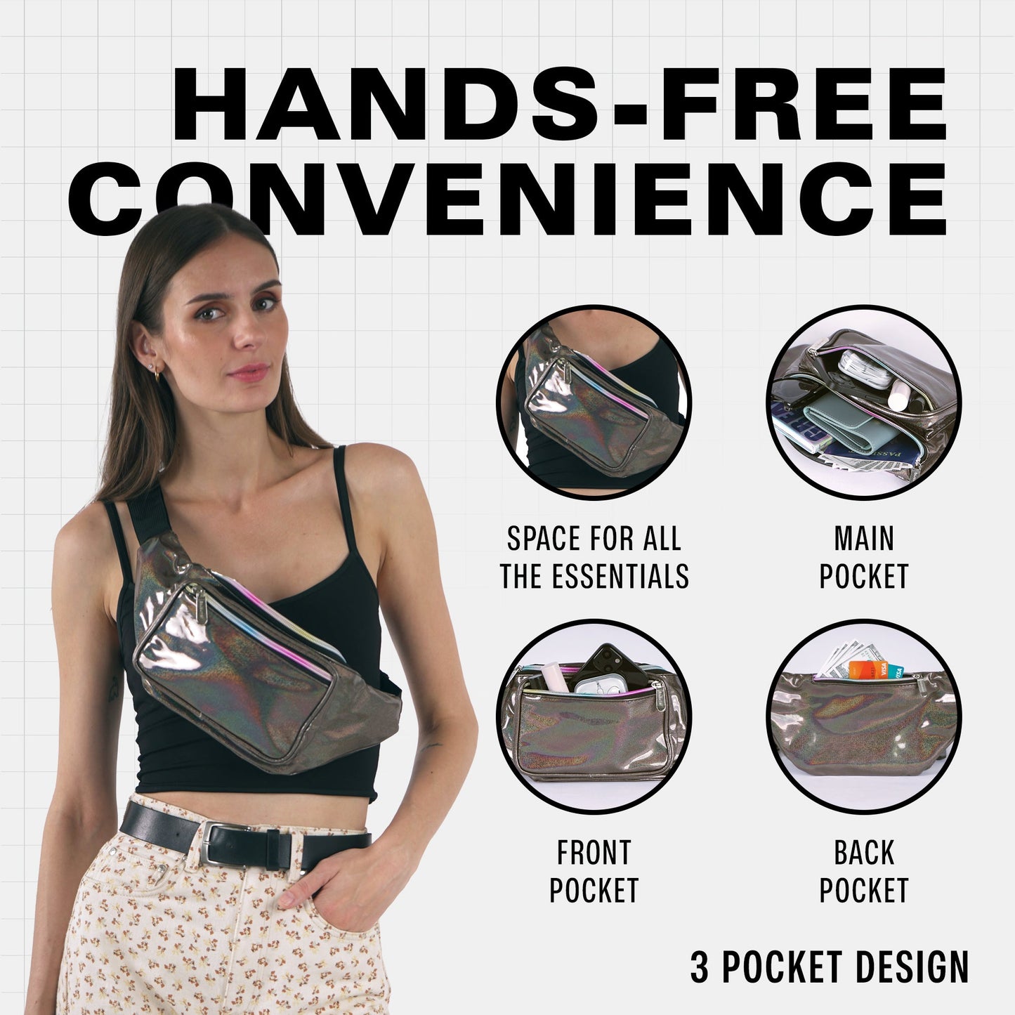 RaveWave Holographic Fanny Pack (3 Pocket)