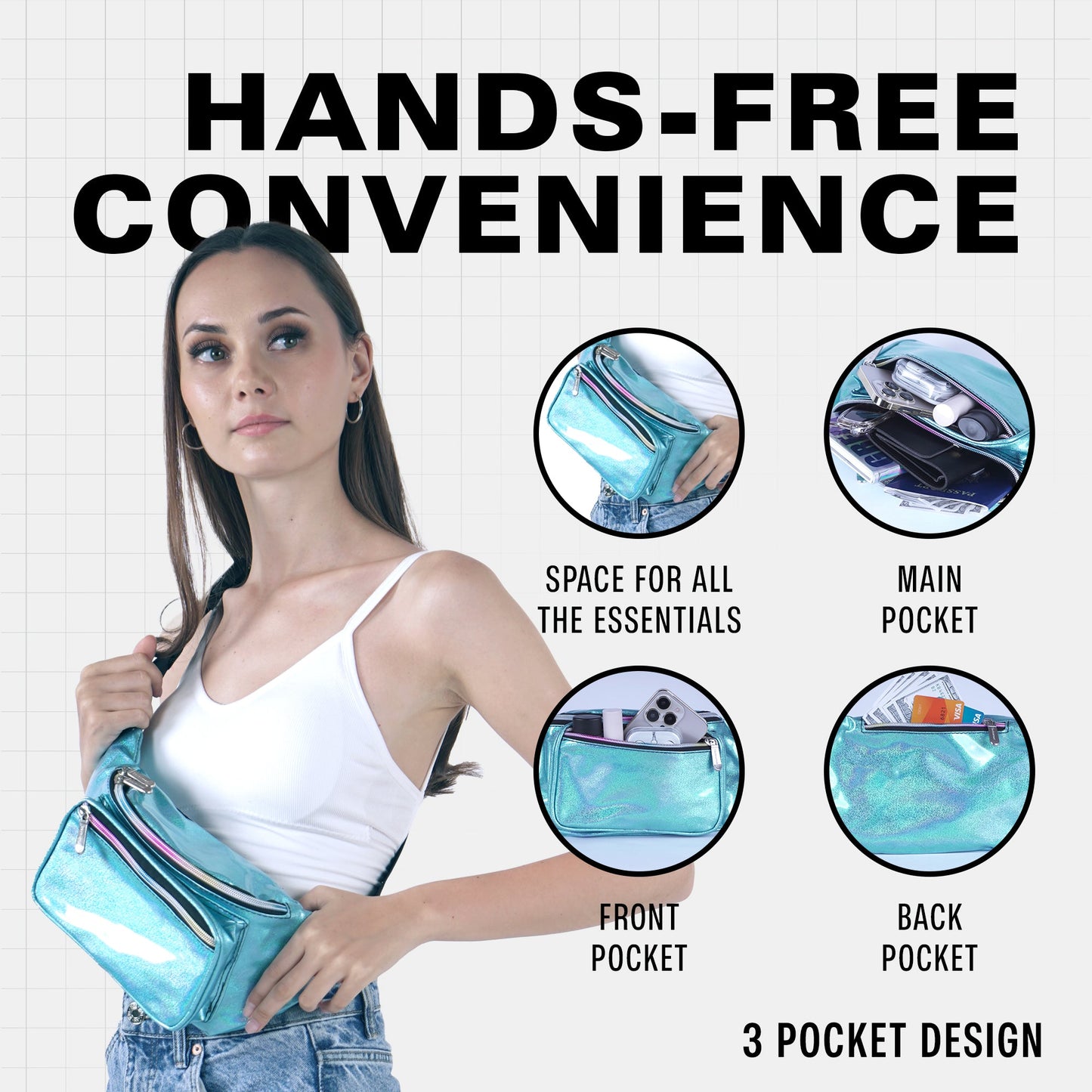 RaveWave Holographic Fanny Pack (3 Pocket)
