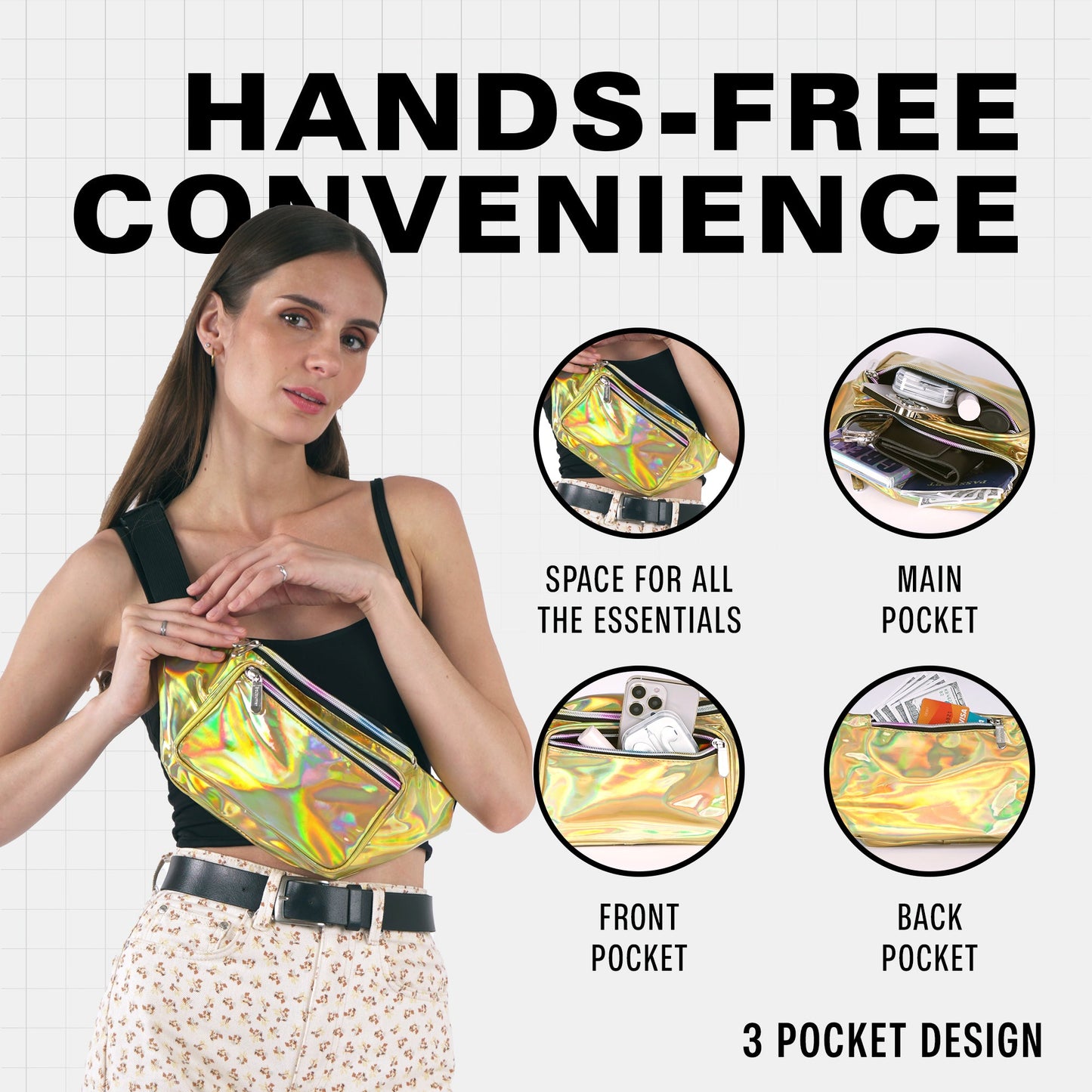 RaveWave Holographic Fanny Pack (3 Pocket)