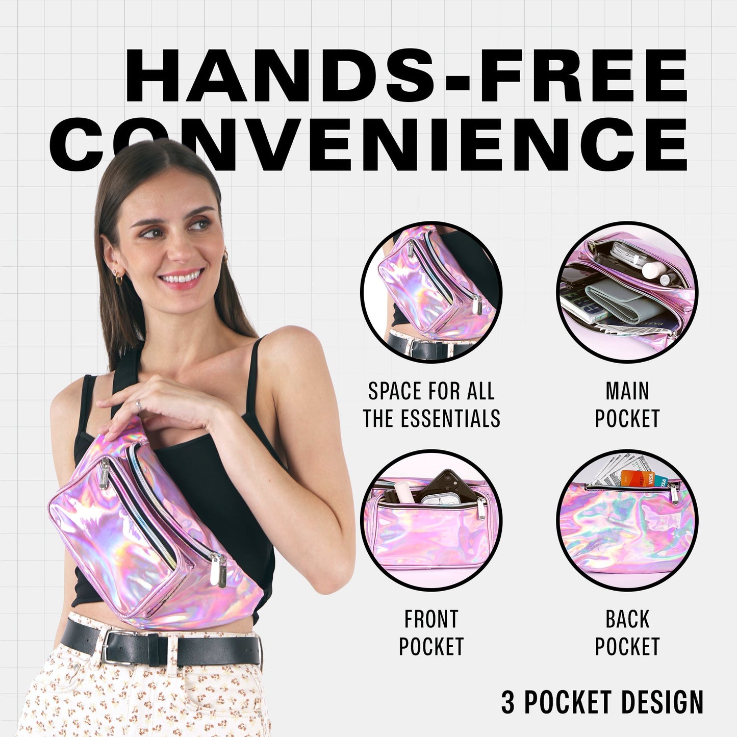 RaveWave Holographic Fanny Pack (3 Pocket)