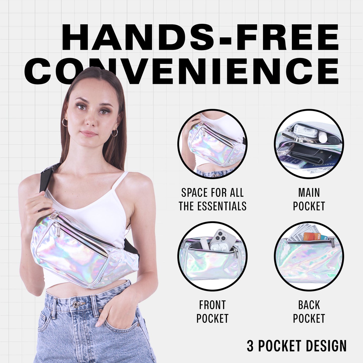 RaveWave Holographic Fanny Pack (3 Pocket)