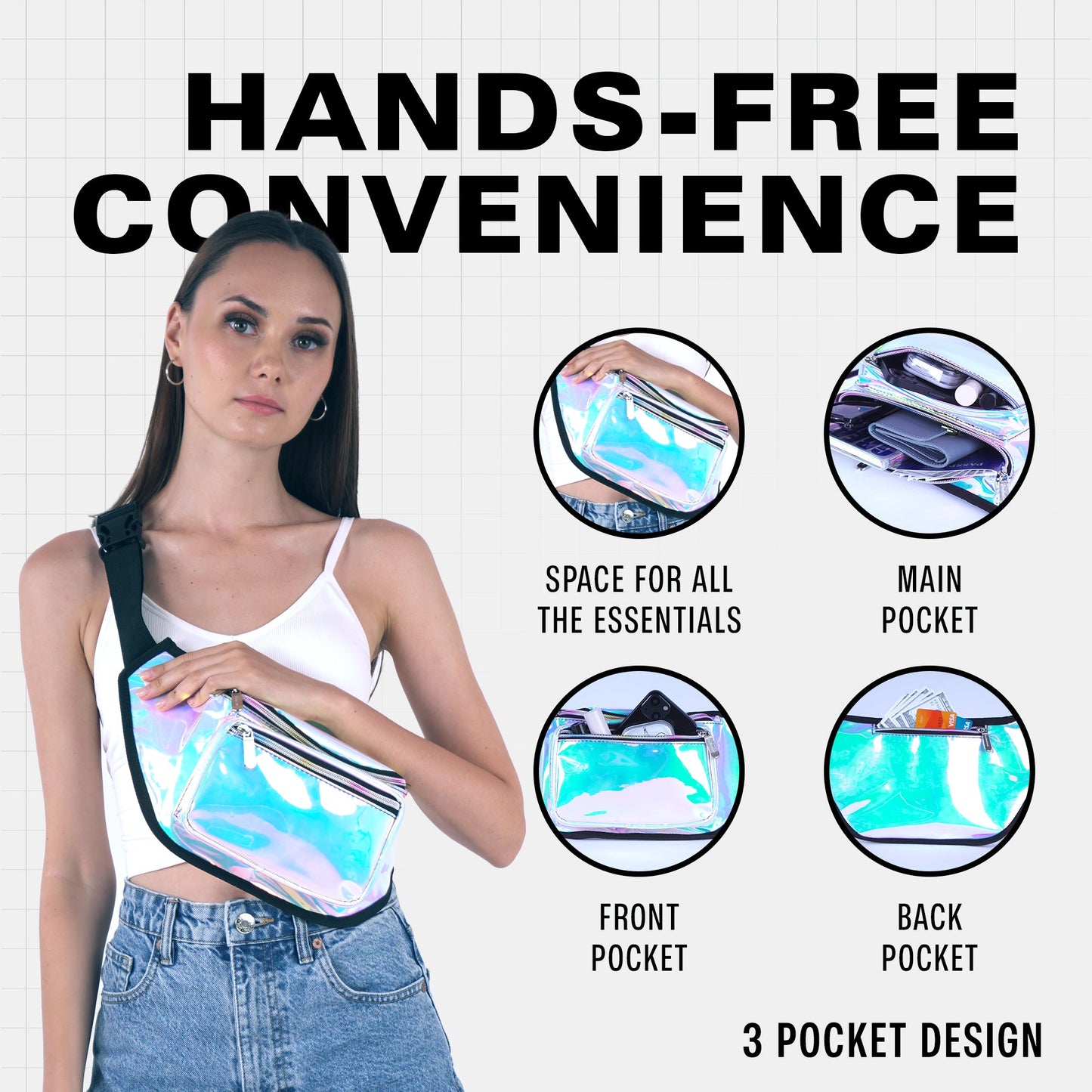 RaveWave Holographic Fanny Pack (3 Pocket)