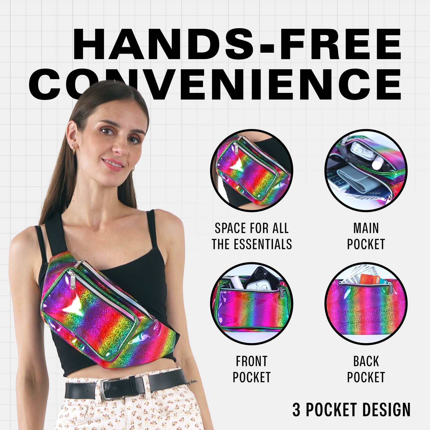 RaveWave Holographic Fanny Pack (3 Pocket)