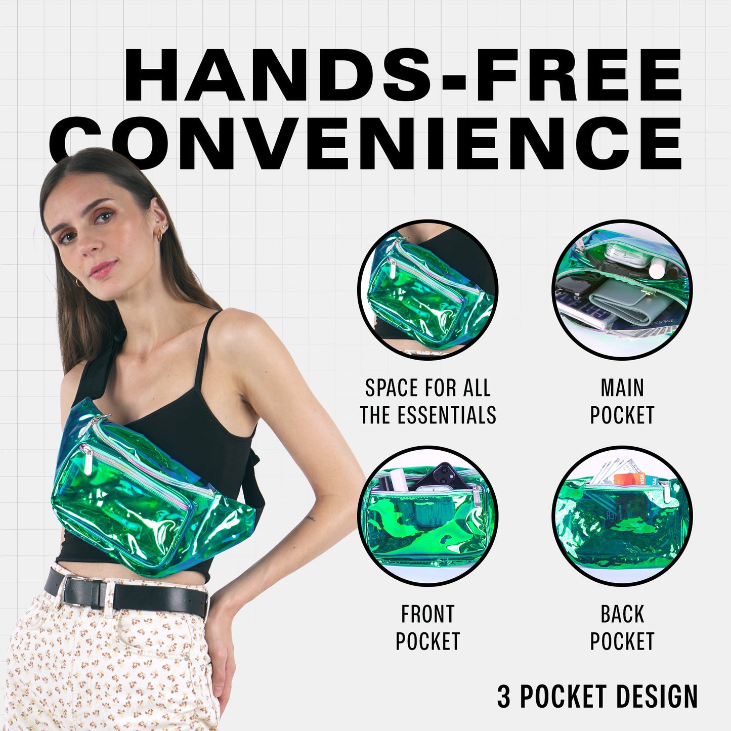 RaveWave Holographic Fanny Pack (3 Pocket)