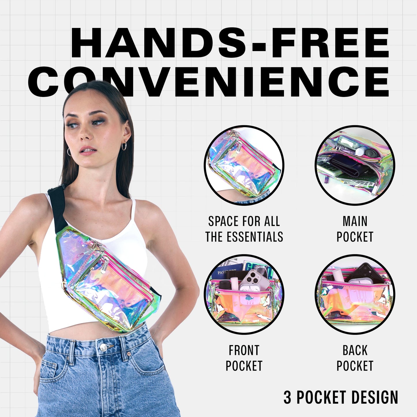 RaveWave Holographic Fanny Pack (3 Pocket)