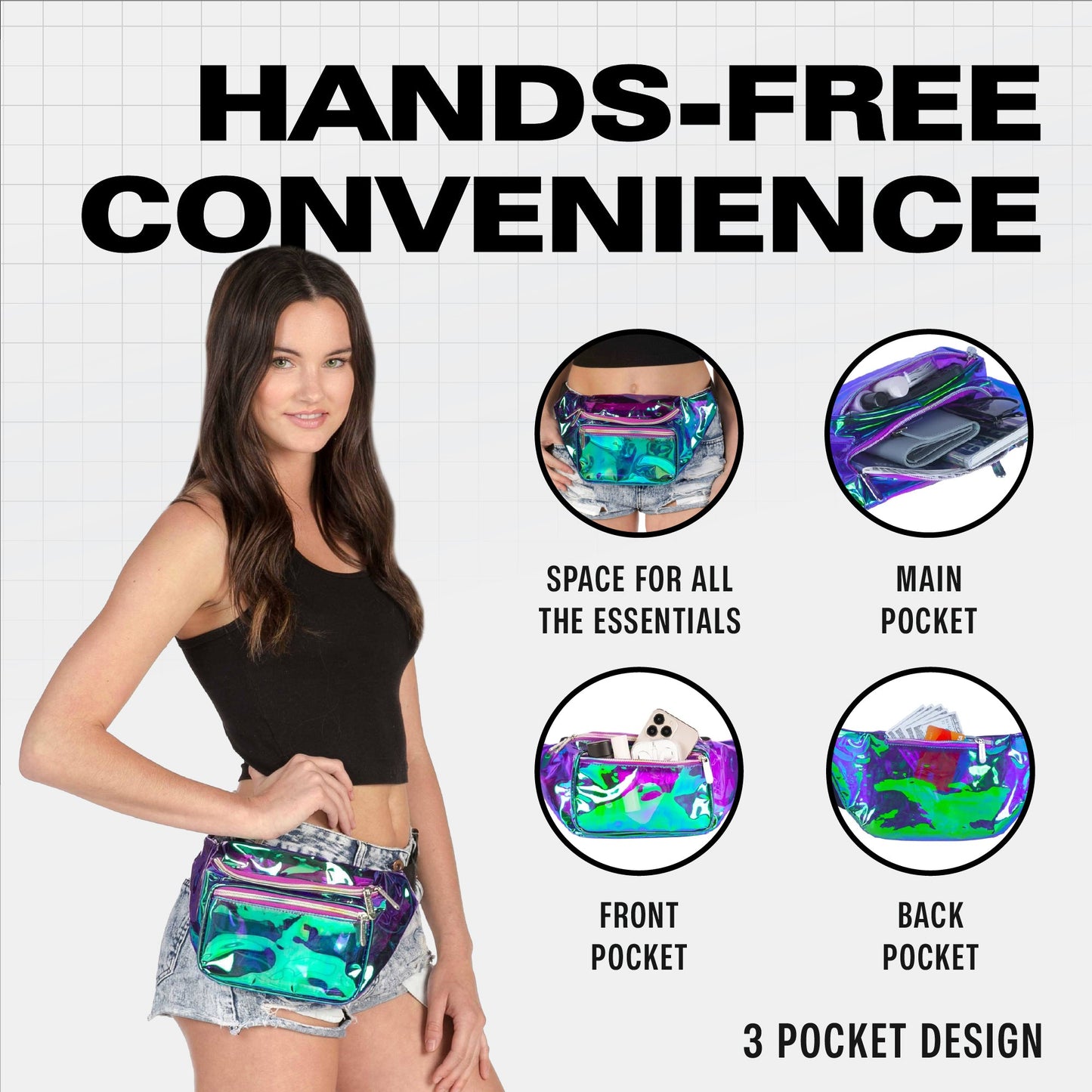RaveWave Holographic Fanny Pack (3 Pocket)