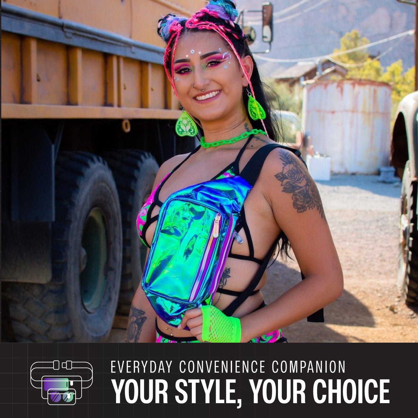 RaveWave Holographic Fanny Pack (3 Pocket)