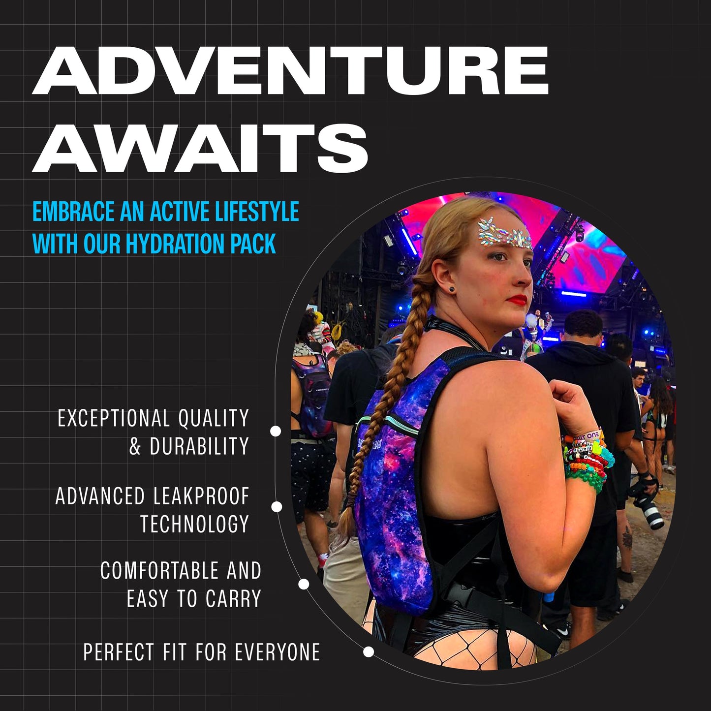 Hype Hydro Reflective Rave Hydration Pack (Small)