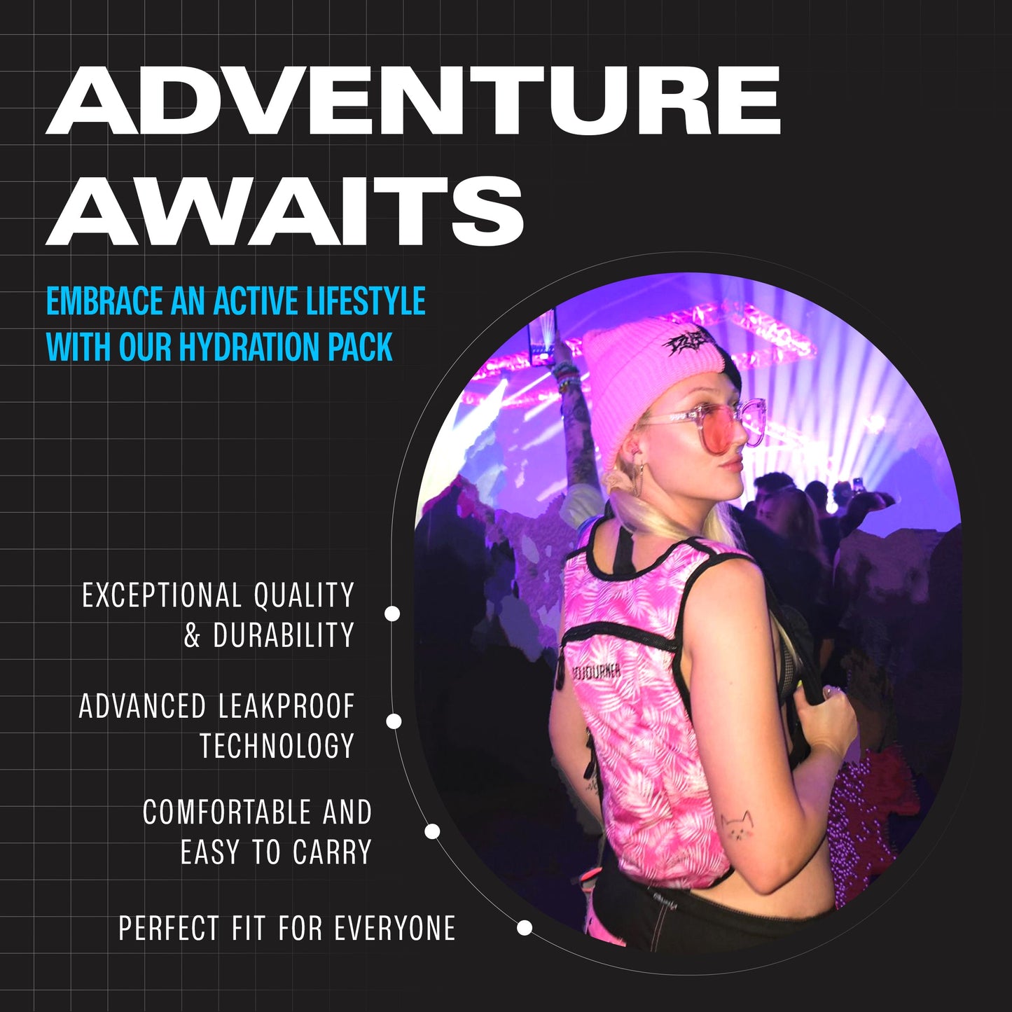 Hype Hydro Reflective Rave Hydration Pack (Small)