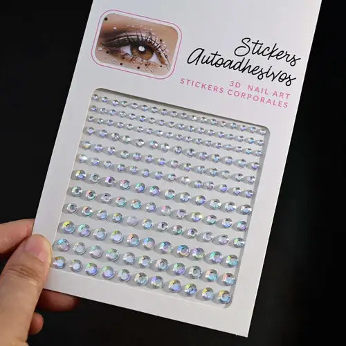 Stargirl Sparkle Gems stickers featuring iridescent rhinestones for nail art and festival glam.