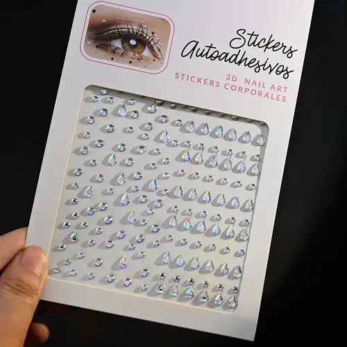Stargirl Sparkle Gems iridescent stickers for nails with various teardrop shapes, perfect for festival glam.