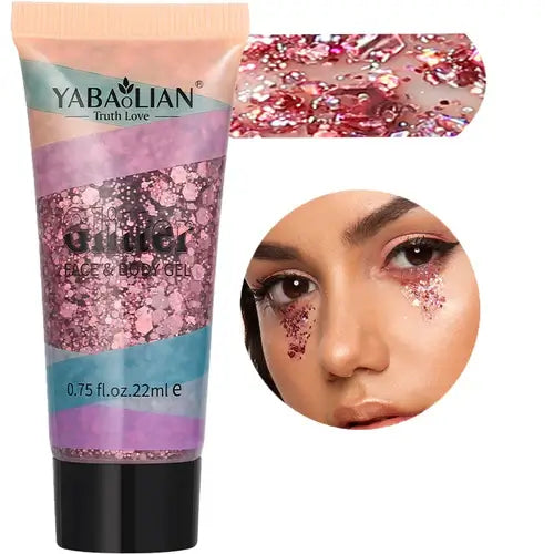 Rave Radiance Mermaid Glitter Gel tube with chunky holographic glitter, perfect for festival looks and radiant skin.