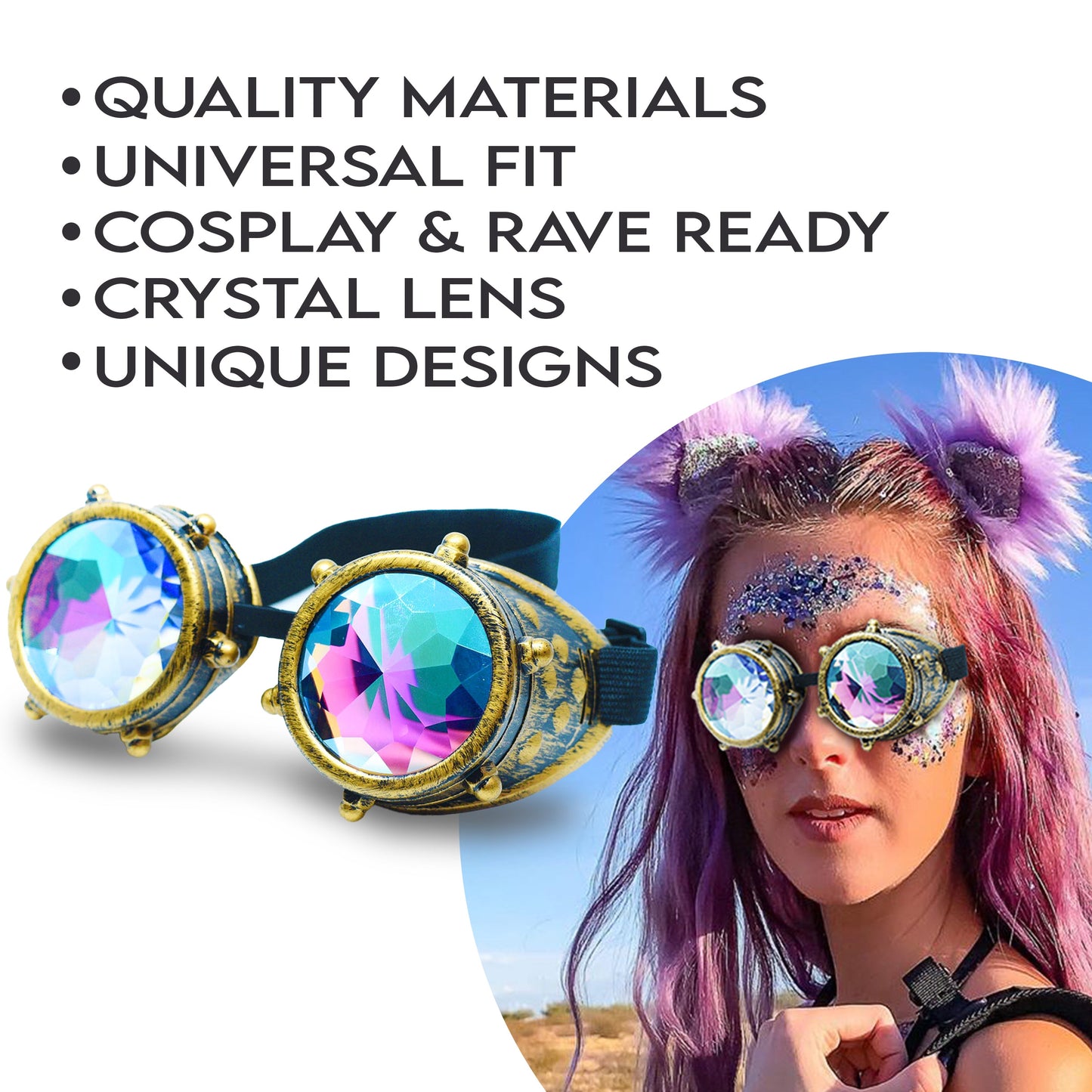 Prism Vision Steampunk Goggles and Kaleidoscope Glasses