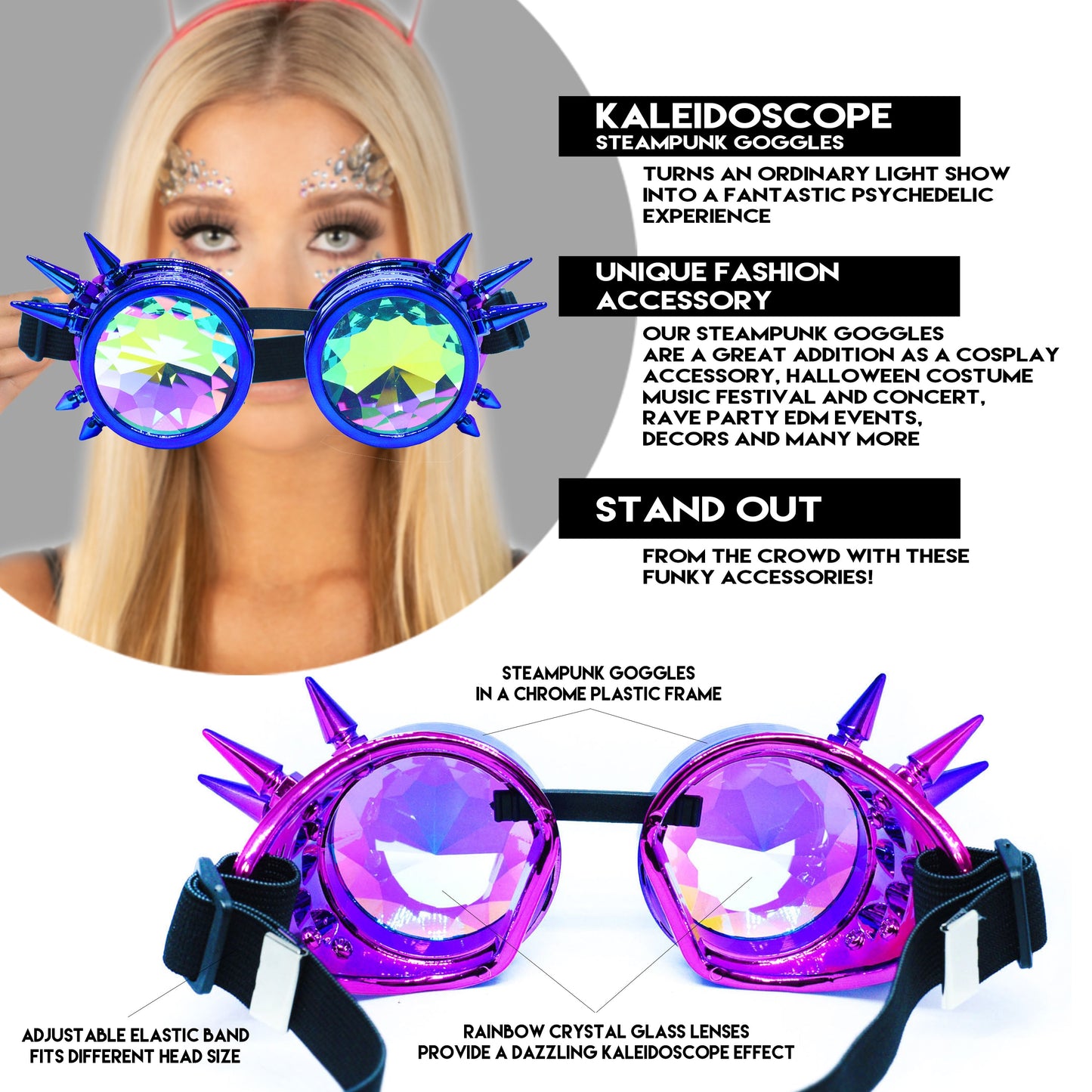 Prism Vision Steampunk Goggles and Kaleidoscope Glasses