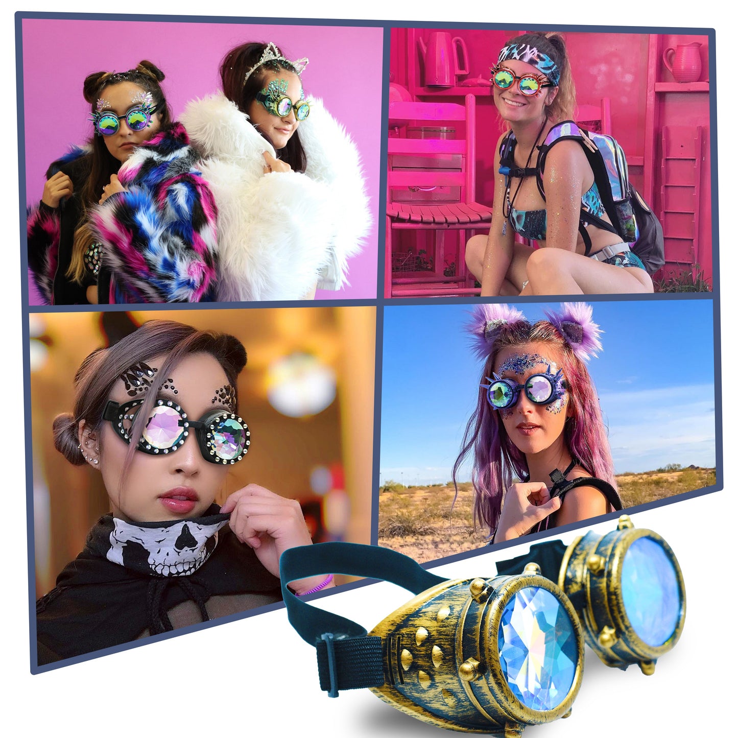 Prism Vision Steampunk Goggles and Kaleidoscope Glasses