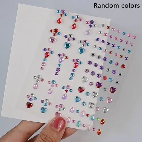 Stargirl Sparkle face gems in various shapes and colors, perfect for festival makeup and easy application.