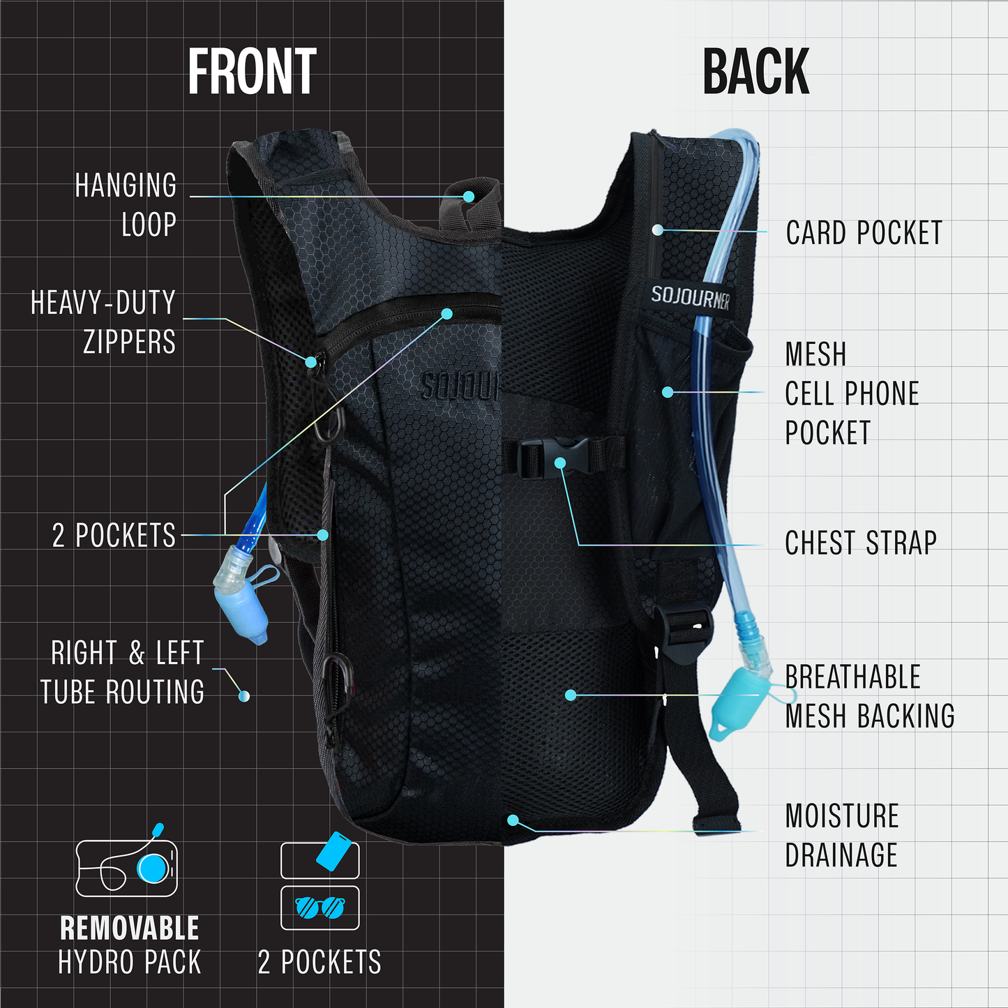 Hype Hydro Reflective Rave Hydration Pack (Small)