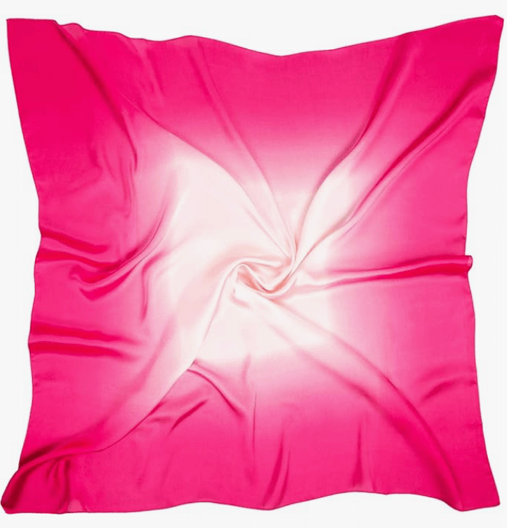 Luna Satin Headscarf in a vibrant pink gradient, perfect for stylish headwraps and accessories.