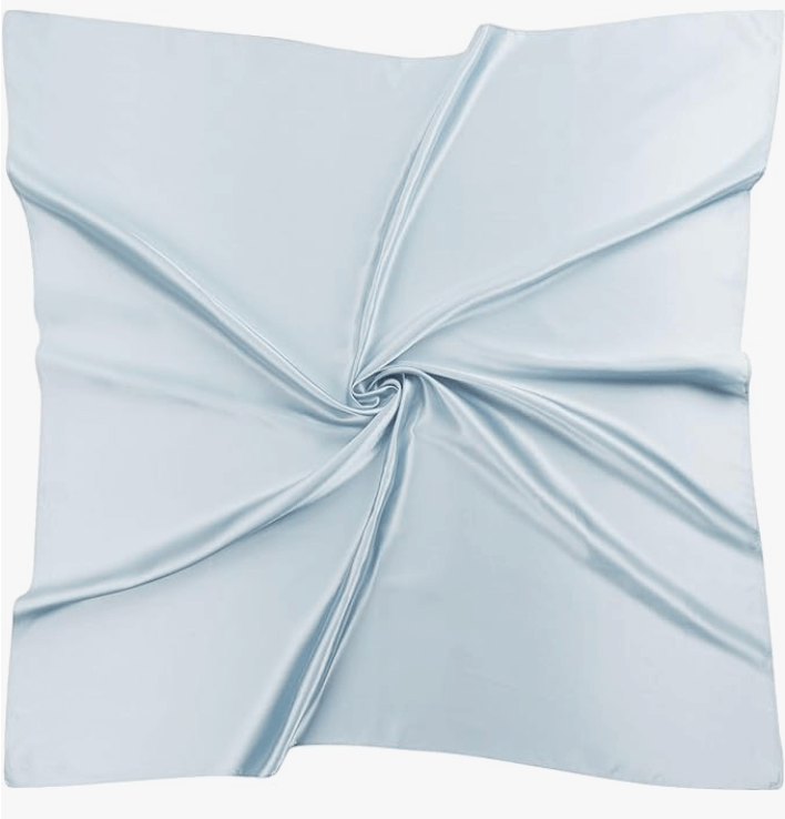 Starluxe Satin Headscarf in light blue, showcasing smooth, luxurious satin texture, perfect for stylish accessories.